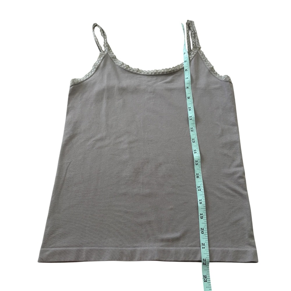 Lebody Womens Seamless Lace Trim Camisole Tank Top Taupe Grey M Basic Capsule - Picture 5 of 6
